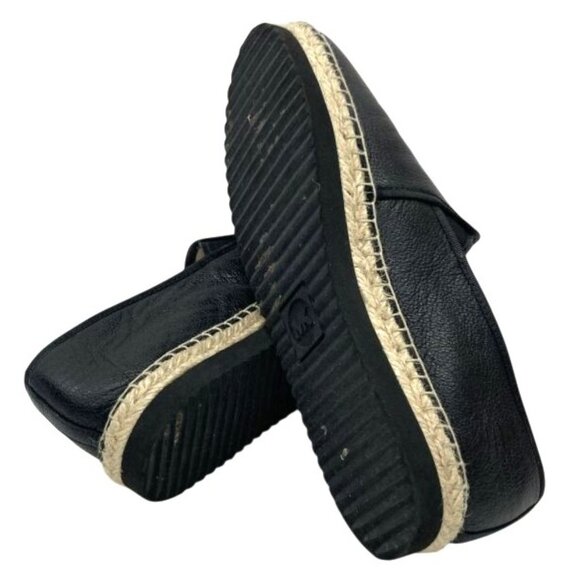 Michael Kors Black Leather Espadrille Flats Slip-On Shoes Size 8